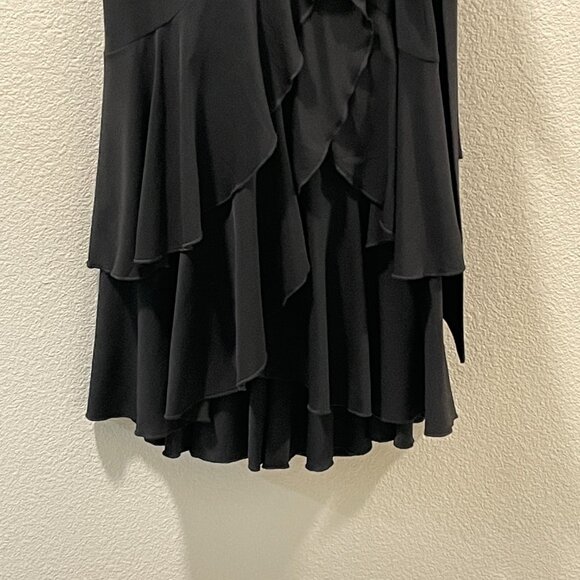 NWT KIYONNA "Miranda" Jersey Flounce Wrap Dress Flutter Sleeve Black Size XL - Picture 6 of 14